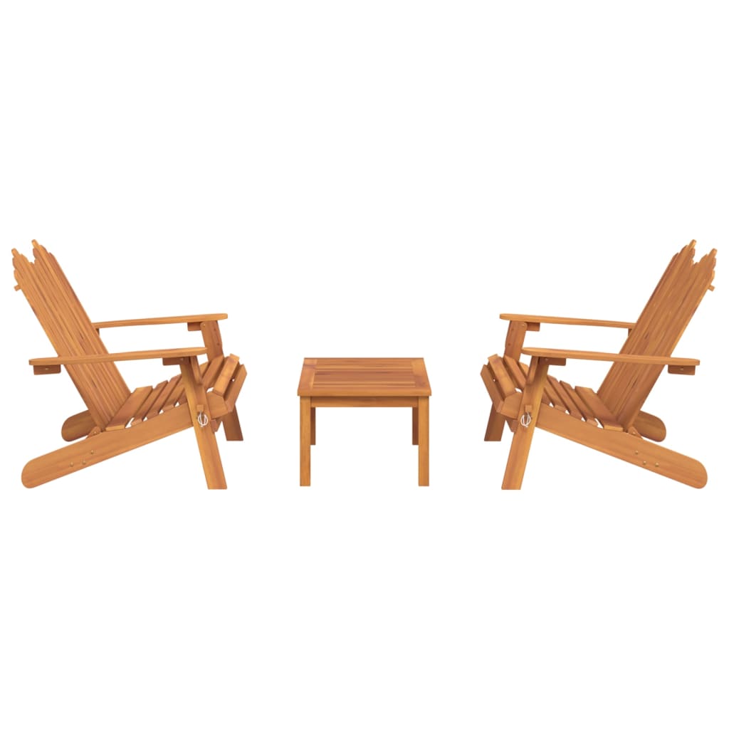 Ensemble de salon 3 pièces Adirondack en bois d'acacia massif