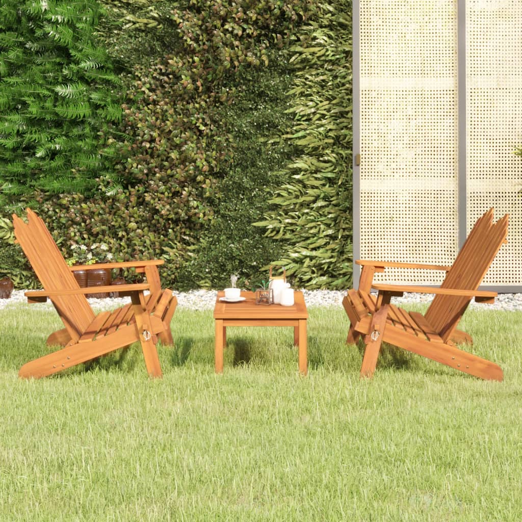 Ensemble de salon 3 pièces Adirondack en bois d'acacia massif