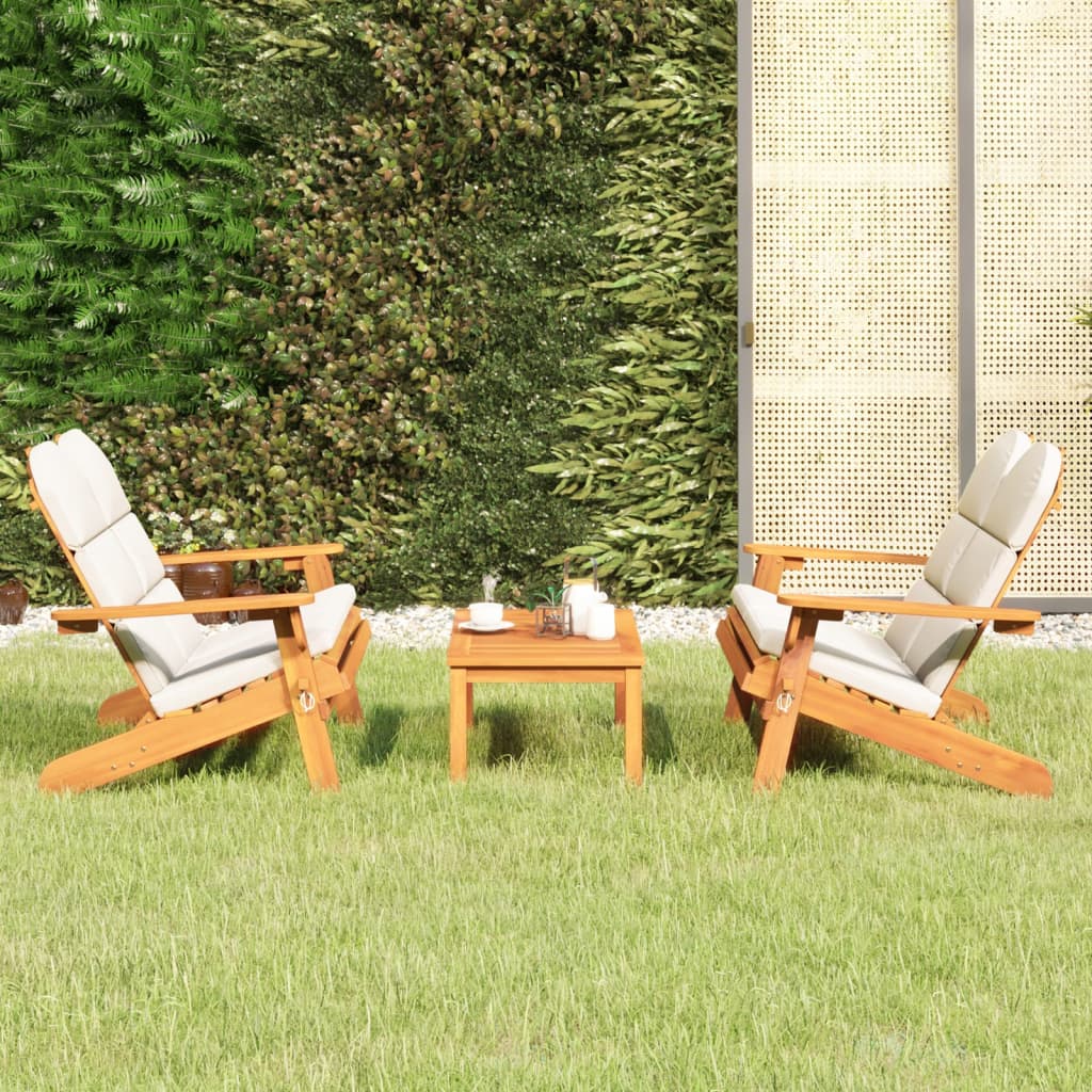 Ensemble de salon 3 pièces Adirondack en bois d'acacia massif