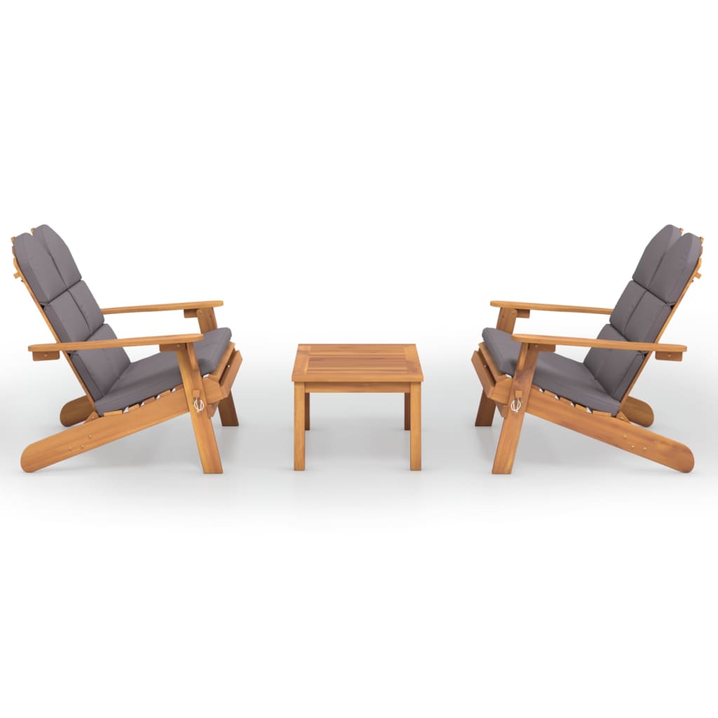 Ensemble de salon 3 pièces Adirondack en bois d'acacia massif