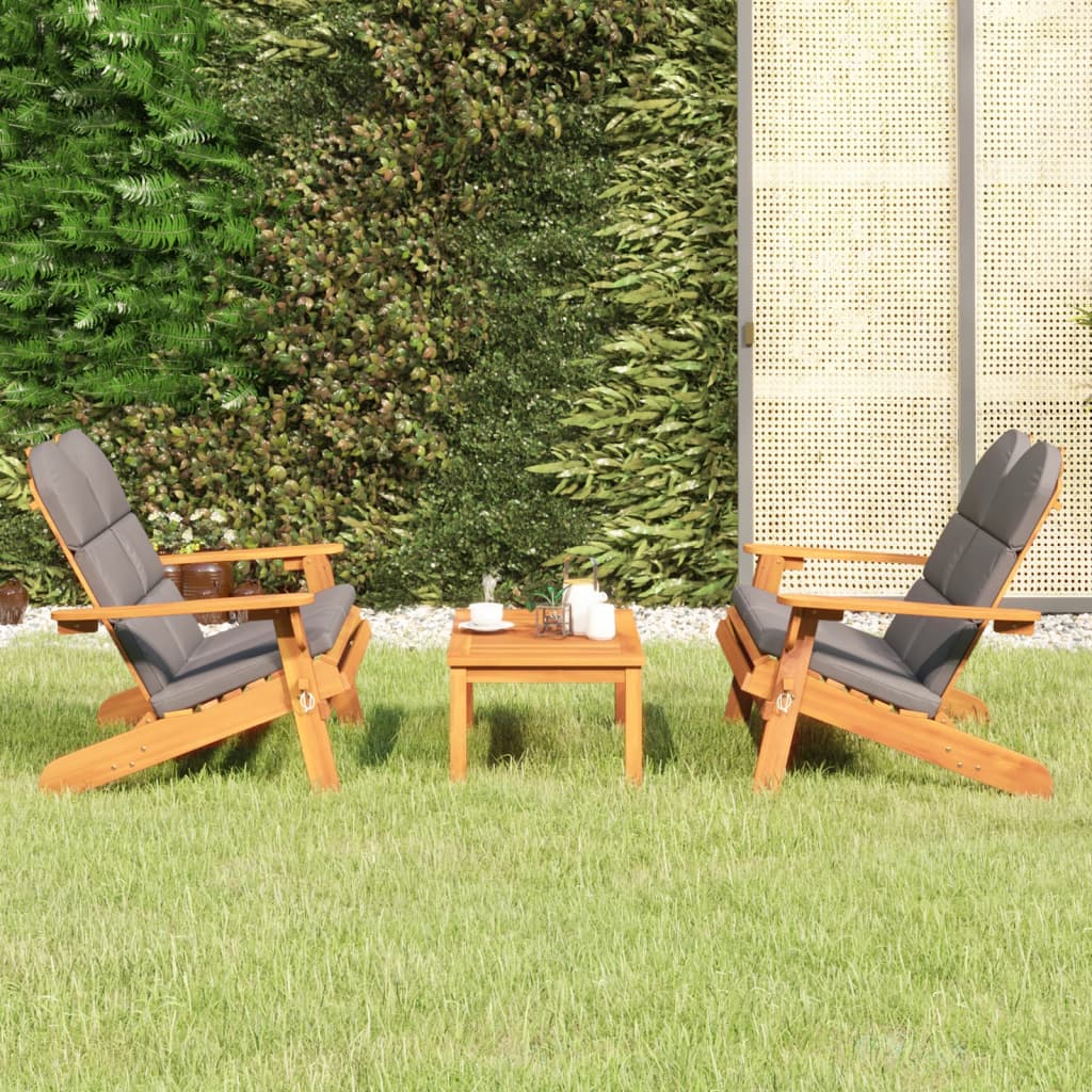 Ensemble de salon 3 pièces Adirondack en bois d'acacia massif