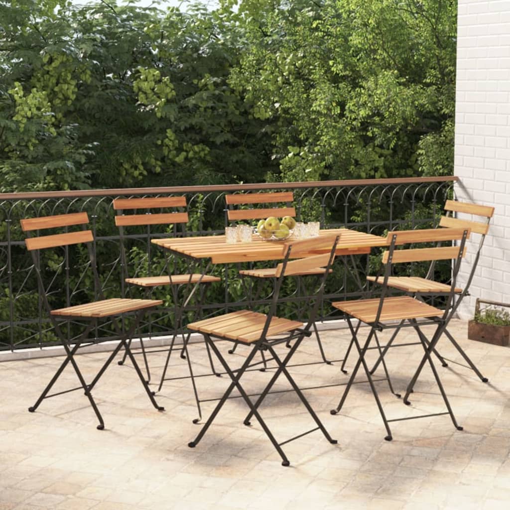 Ensemble bistro pliant 5 pièces en bois d'acacia massif et acier