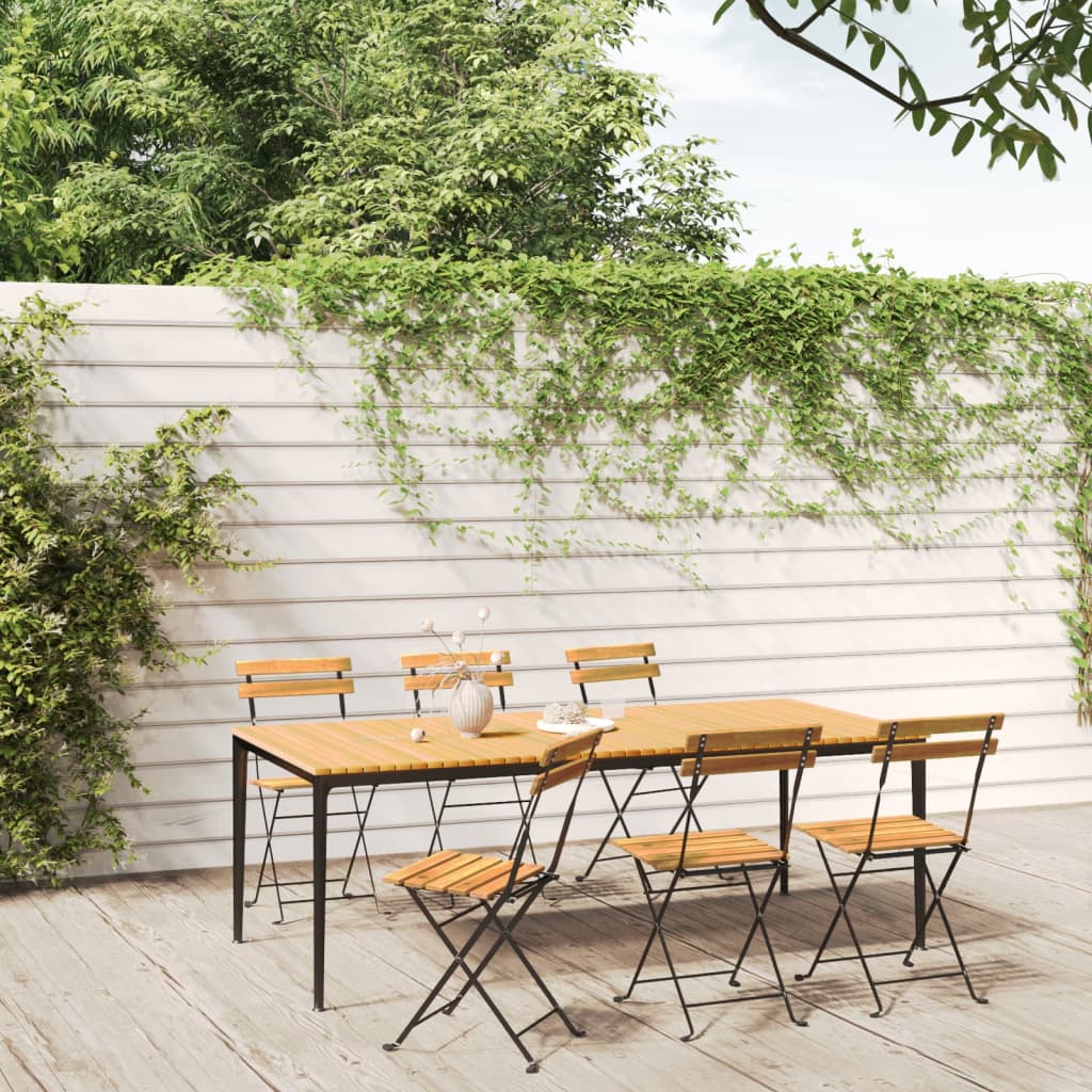 Chaises bistro 6 pcs pliables en bois d'acacia massif et acier