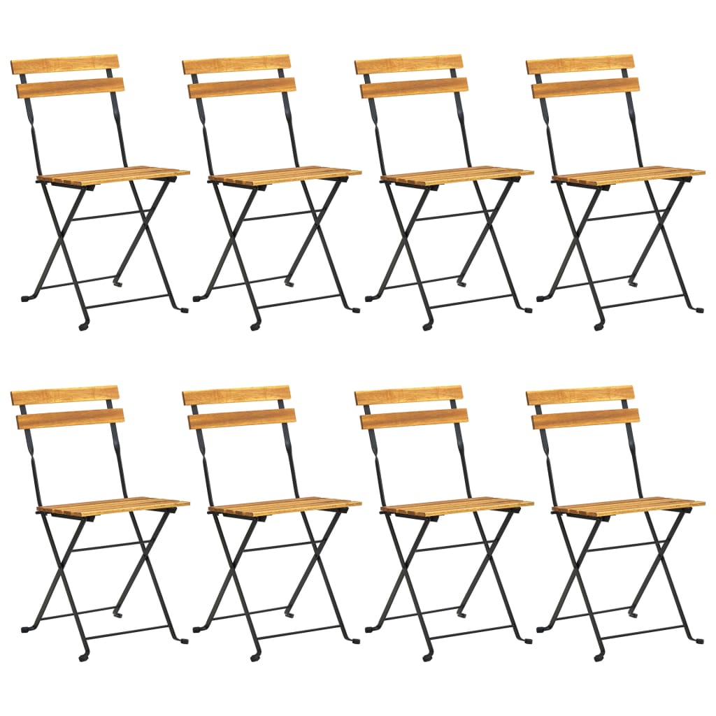 Chaises bistro 6 pcs pliables en bois d'acacia massif et acier