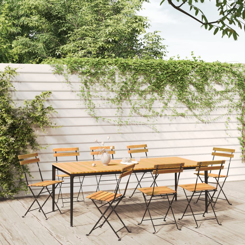 Chaises bistro 6 pcs pliables en bois d'acacia massif et acier