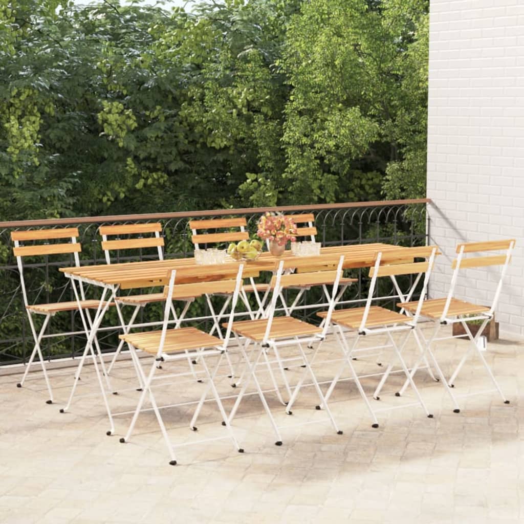 Chaises bistro 6 pcs pliables en bois d'acacia massif et acier