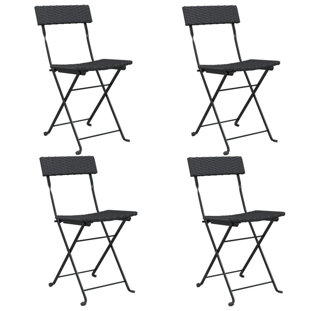 Chaises bistro 8 pcs pliables poly rotin et acier