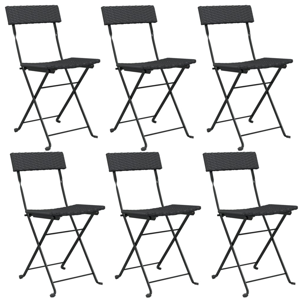 Chaises bistro 8 pcs pliables poly rotin et acier