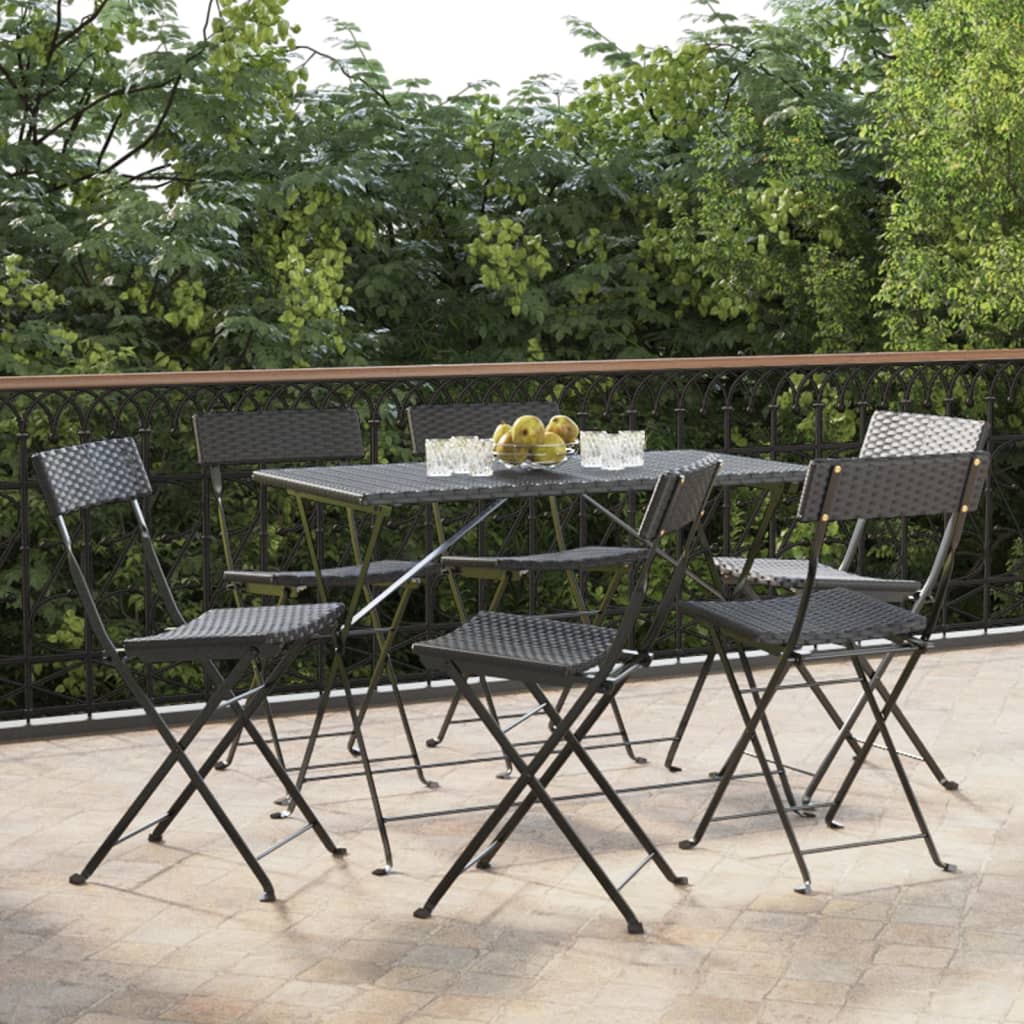 Chaises bistro 8 pcs pliables poly rotin et acier