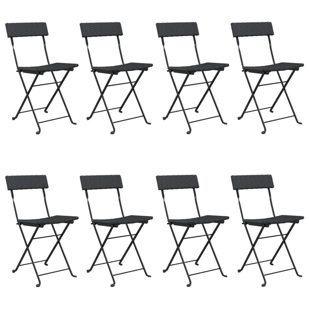 Chaises bistro 8 pcs pliables poly rotin et acier