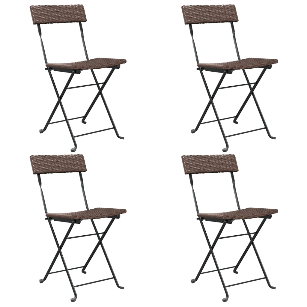 Chaises bistro 8 pcs pliables poly rotin et acier