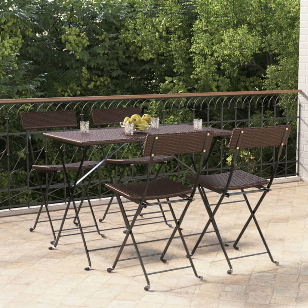 Chaises bistro 8 pcs pliables poly rotin et acier