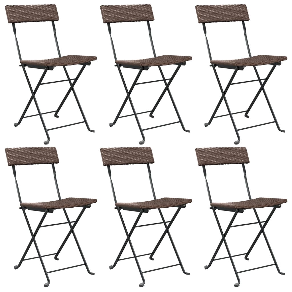 Chaises bistro 8 pcs pliables poly rotin et acier