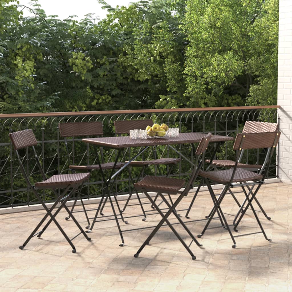 Chaises bistro 8 pcs pliables poly rotin et acier