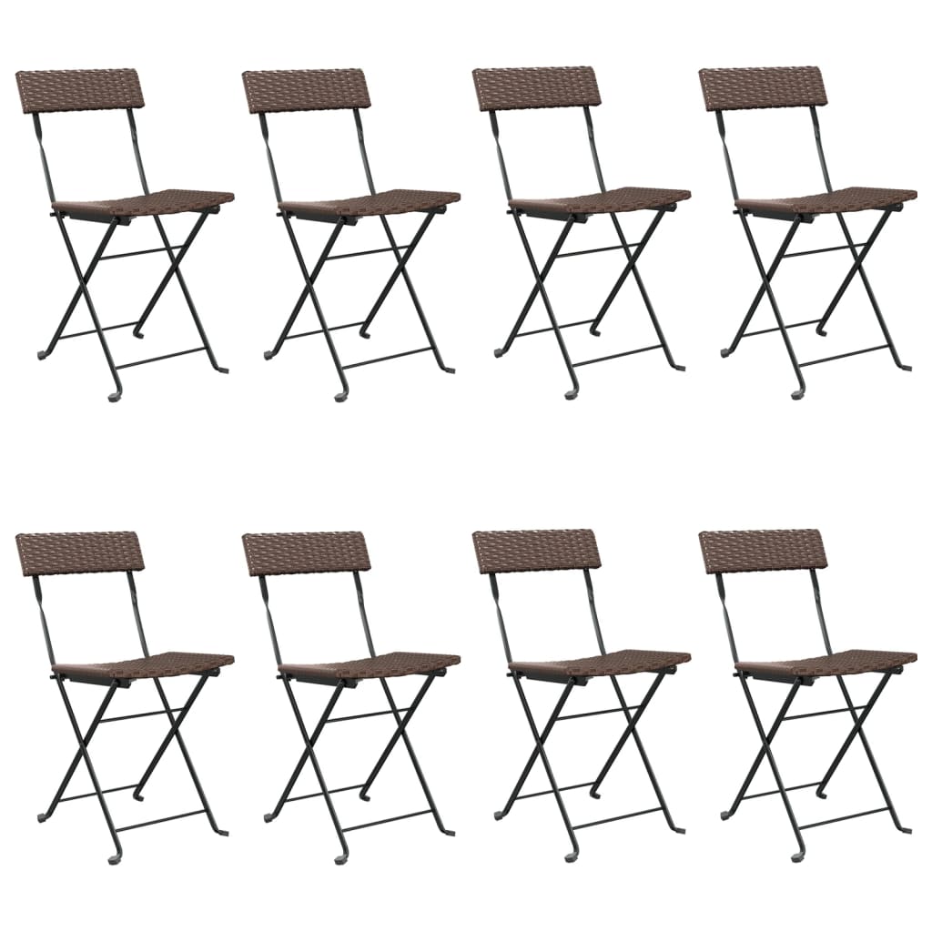 Chaises bistro 8 pcs pliables poly rotin et acier