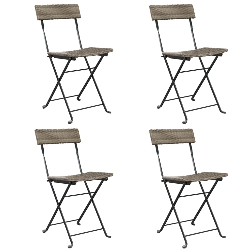 Chaises bistro 8 pcs pliables poly rotin et acier