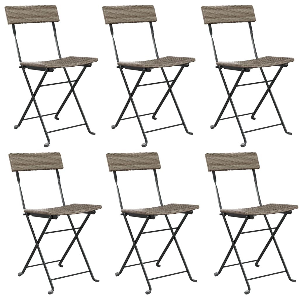 Chaises bistro 8 pcs pliables poly rotin et acier