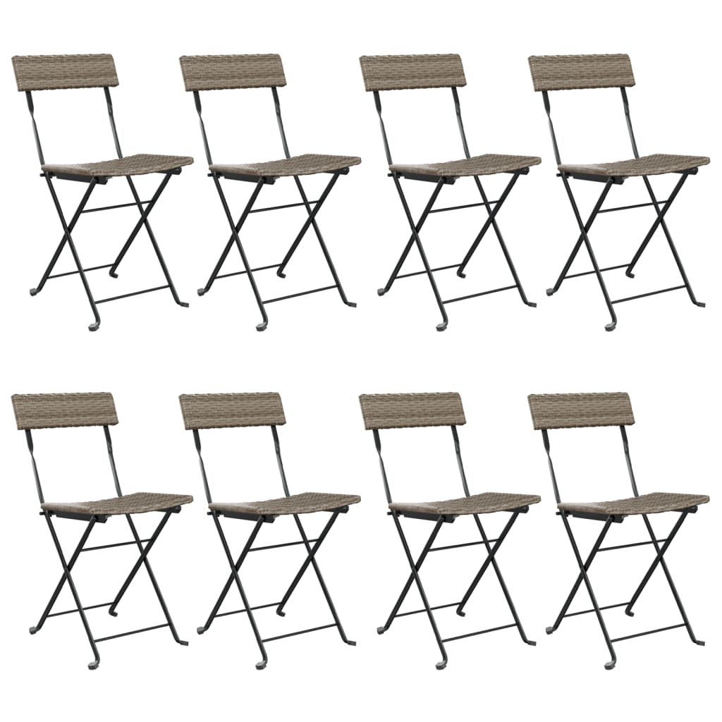 Chaises bistro 8 pcs pliables poly rotin et acier