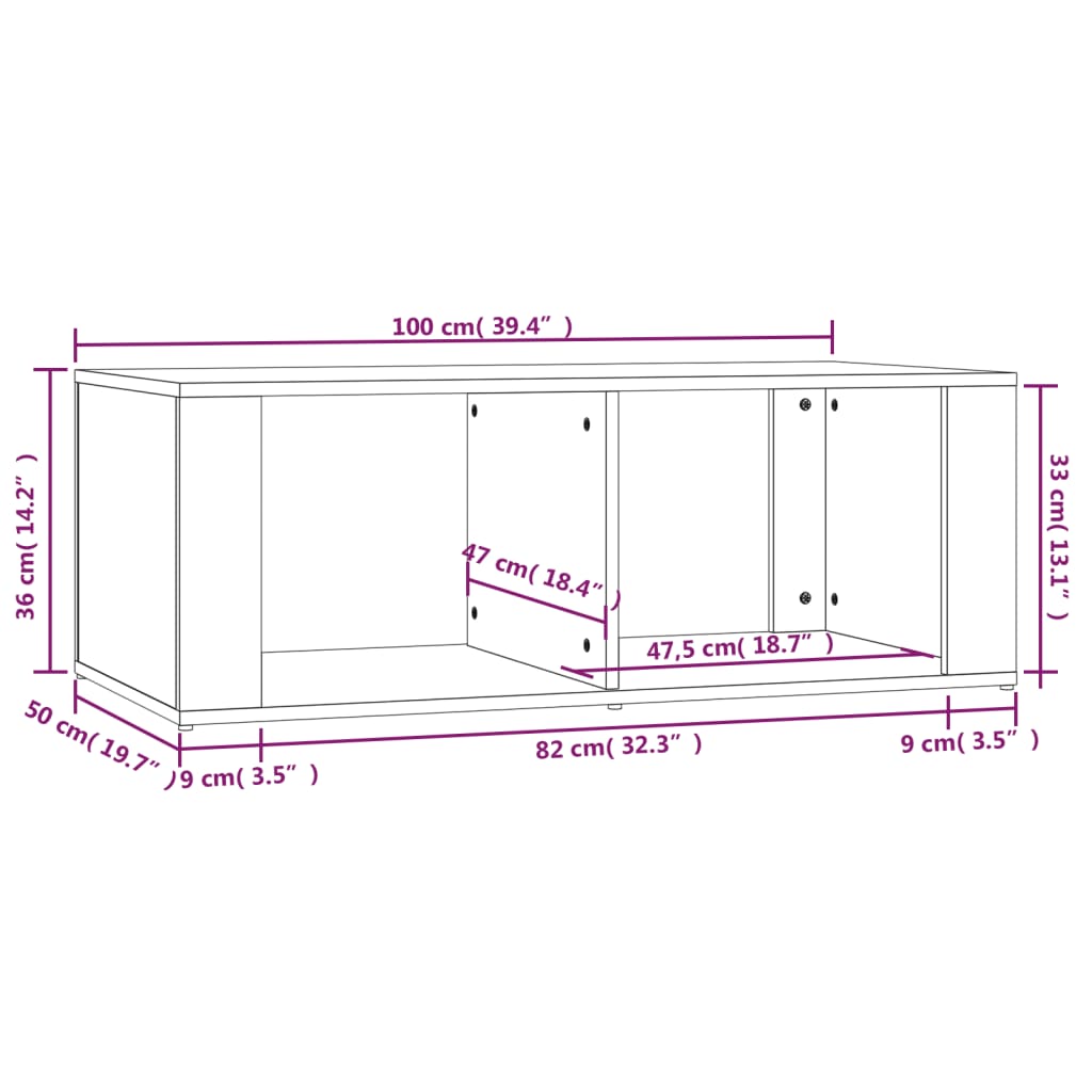 Salontafel 100x50x36 cm bewerkt hout