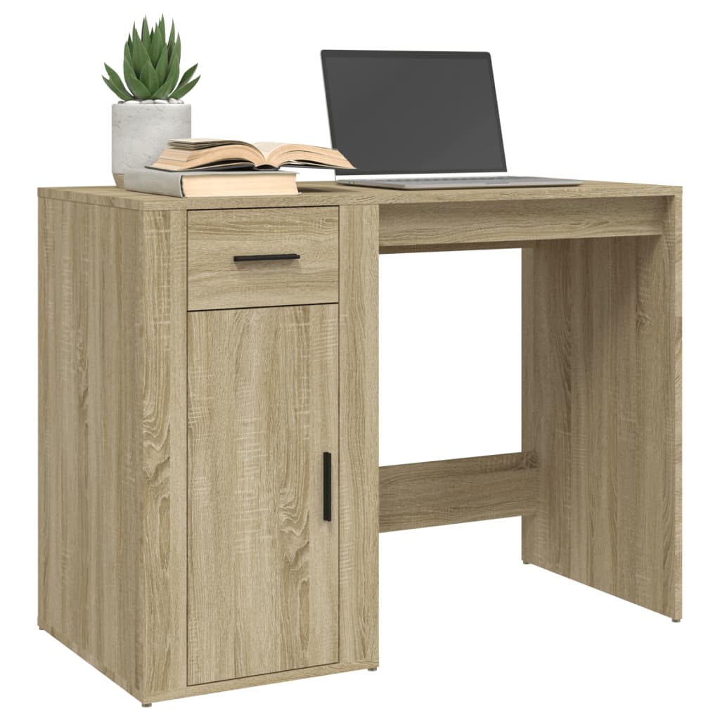 Bureau 100x49x75 cm bewerkt hout eikenkleurig