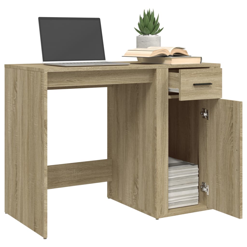 Bureau 100x49x75 cm bewerkt hout eikenkleurig