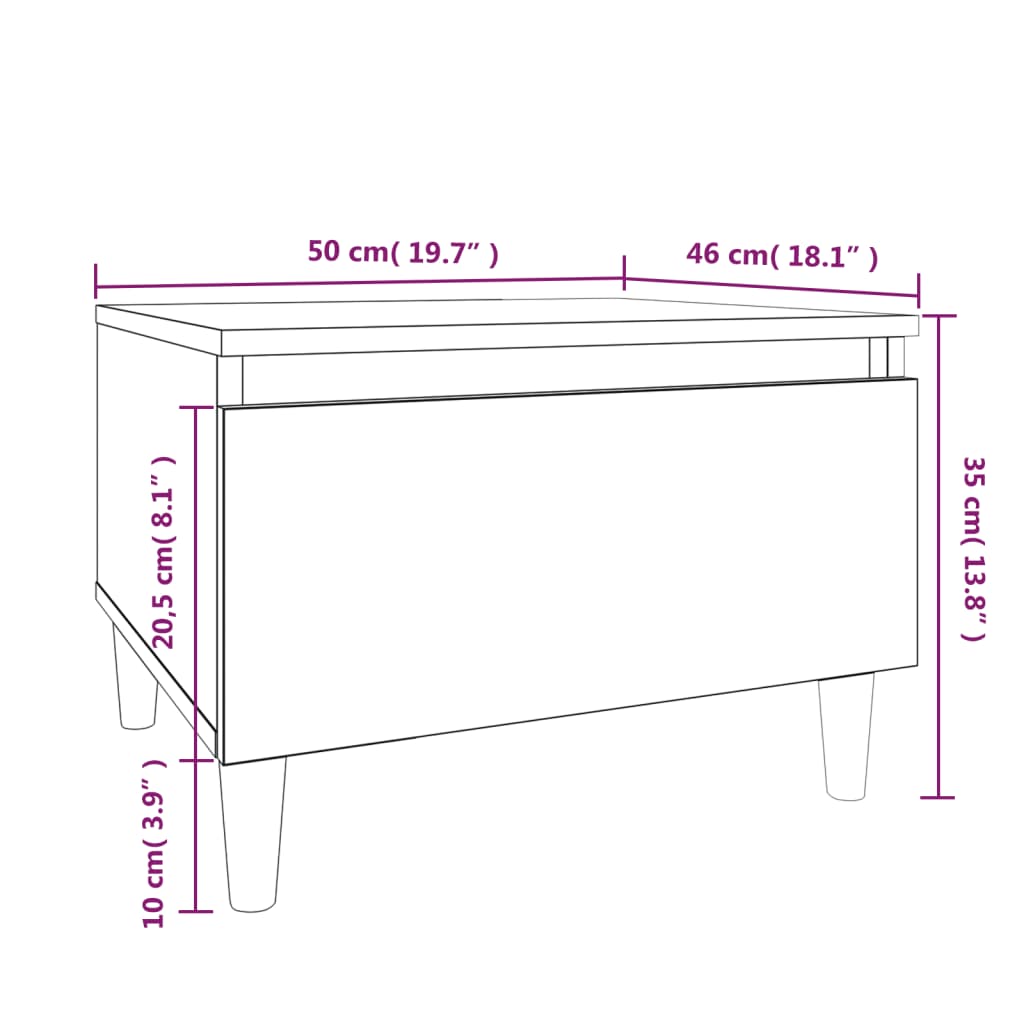 Bijzettafels 2 st 50x46x35 cm bewerkt hout