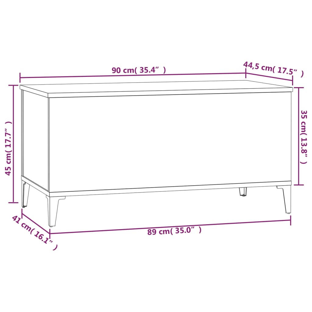 Salontafel 90x44,5x45 cm bewerkt hout eikenkleurig