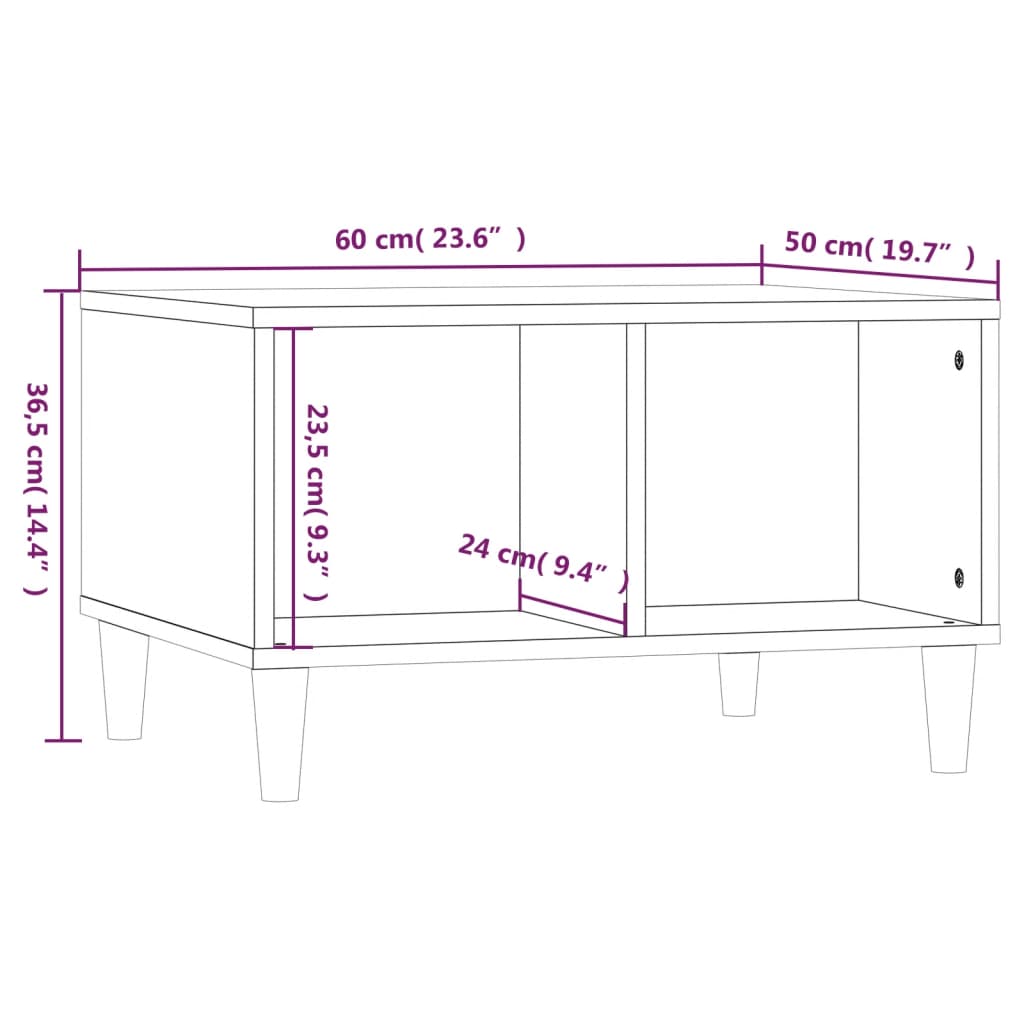 Salontafel 60x50x36,5 cm bewerkt hout