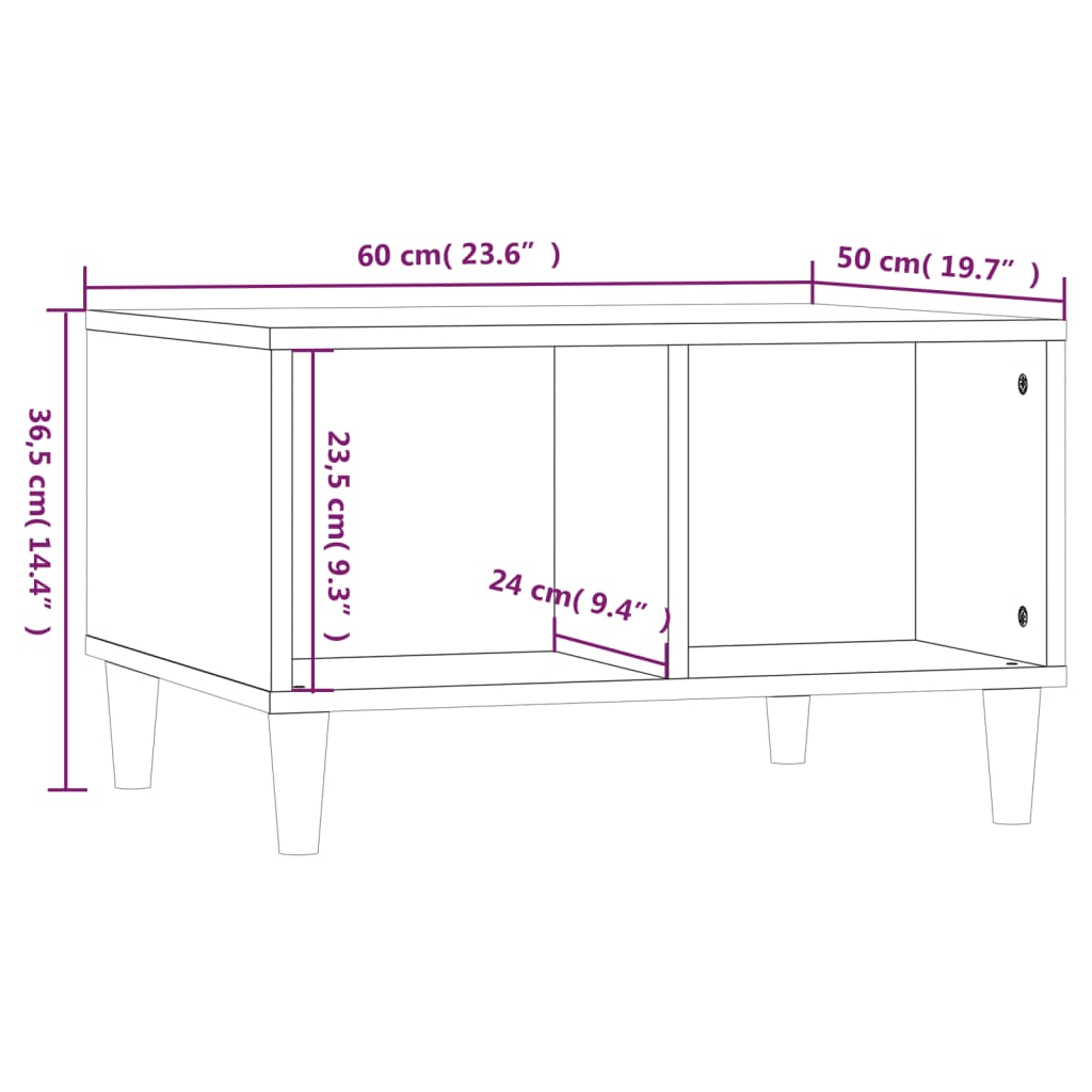 Salontafel 60x50x36,5 cm bewerkt hout