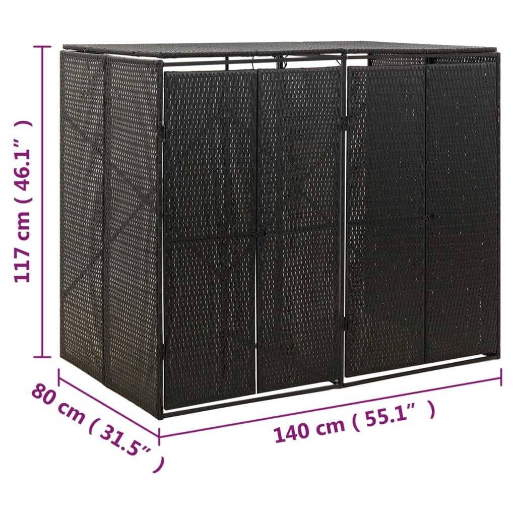 Containerberging dubbel 140x80x117 cm poly rattan