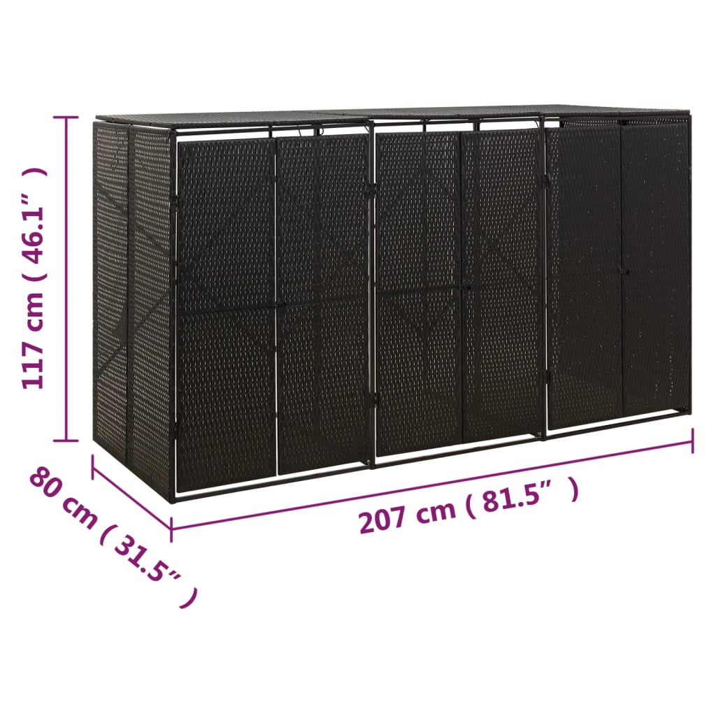 Containerberging dubbel 140x80x117 cm poly rattan