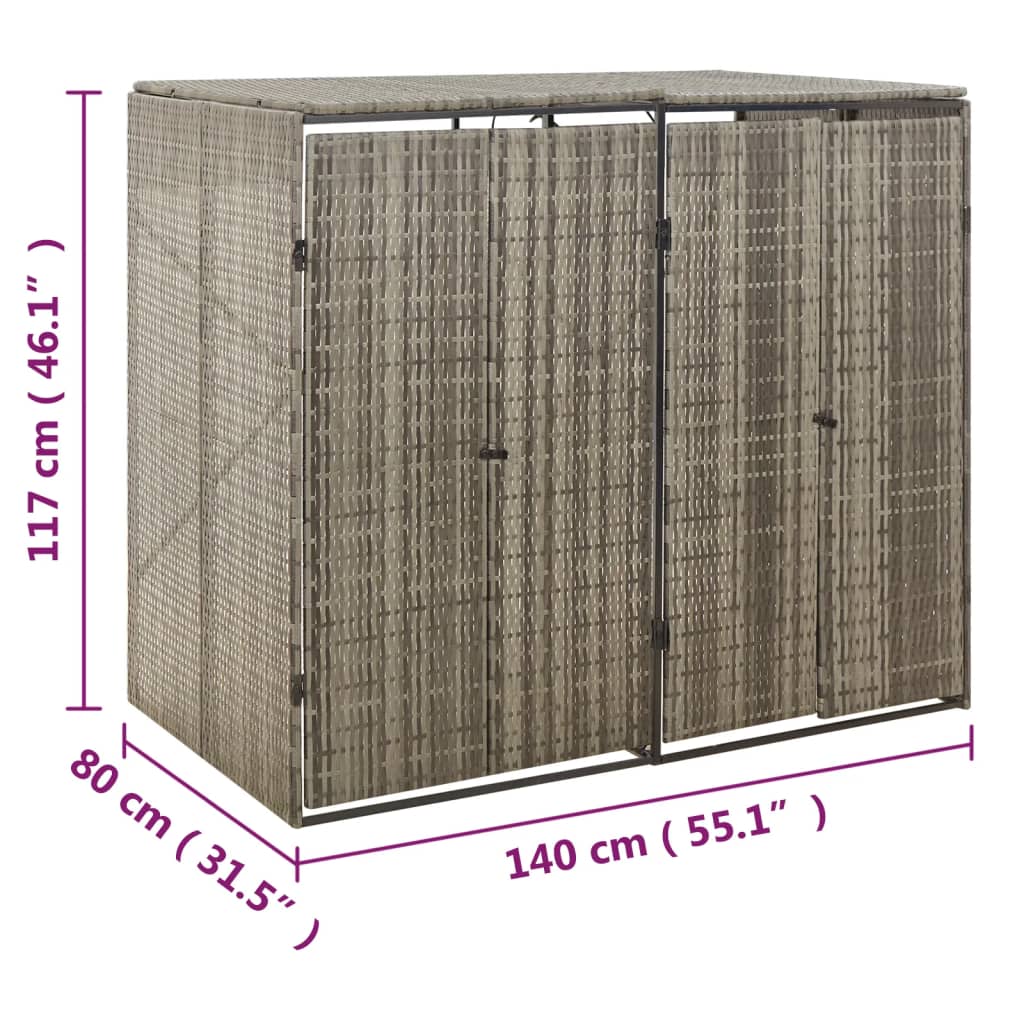 Containerberging dubbel 140x80x117 cm poly rattan