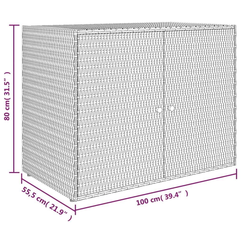 Tuinkast 100x55,5x80 cm poly rattan