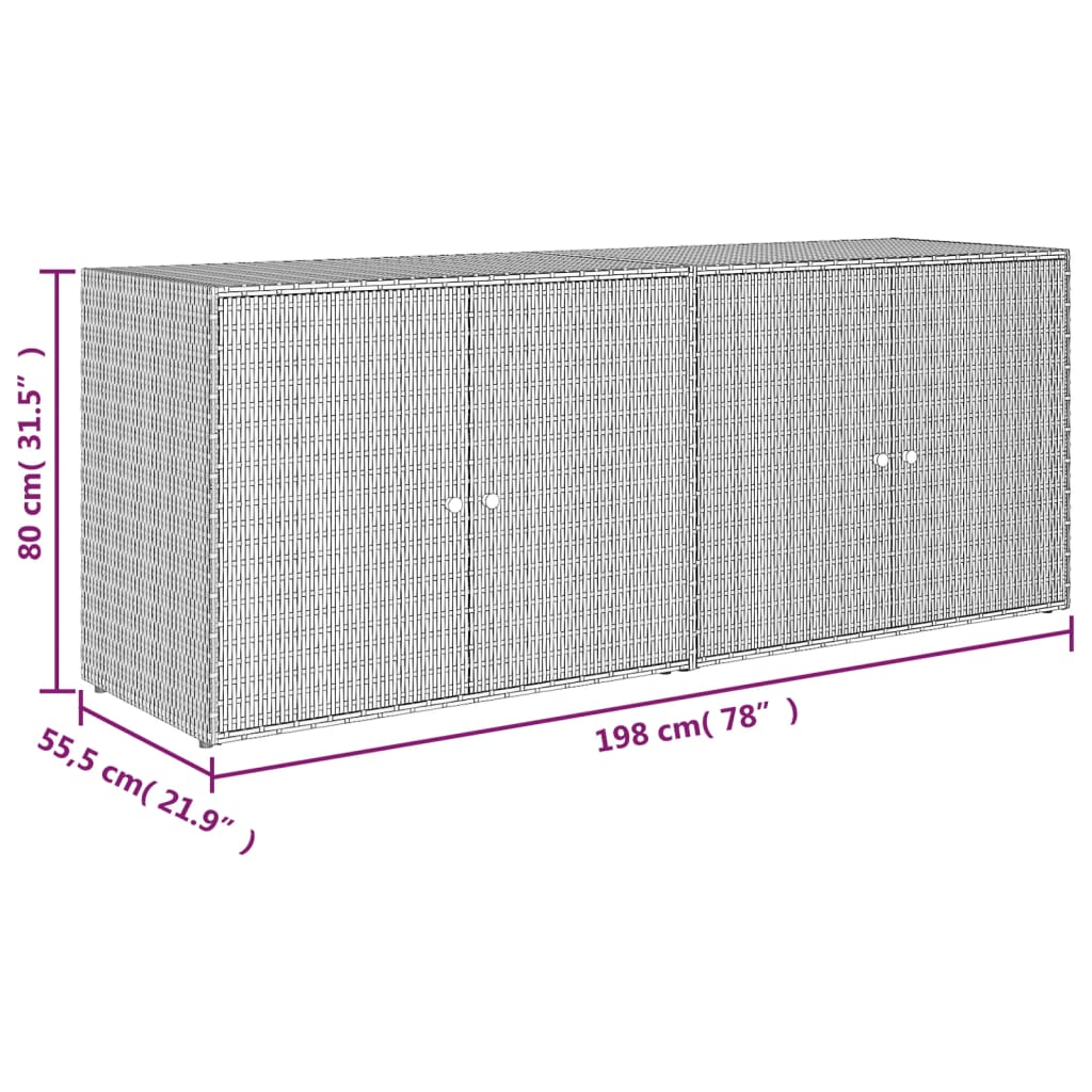 Tuinkast 198x55,5x80 cm poly rattan