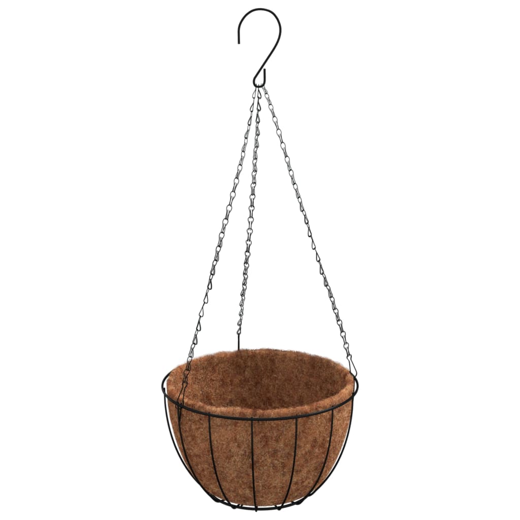 Plantenbakken hangend 4 st met kokosbak staal Ø 40x63 cm zwart