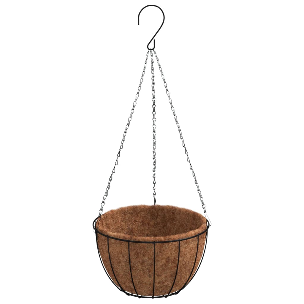 Plantenbakken hangend 4 st met kokosbak staal Ø 40x63 cm zwart