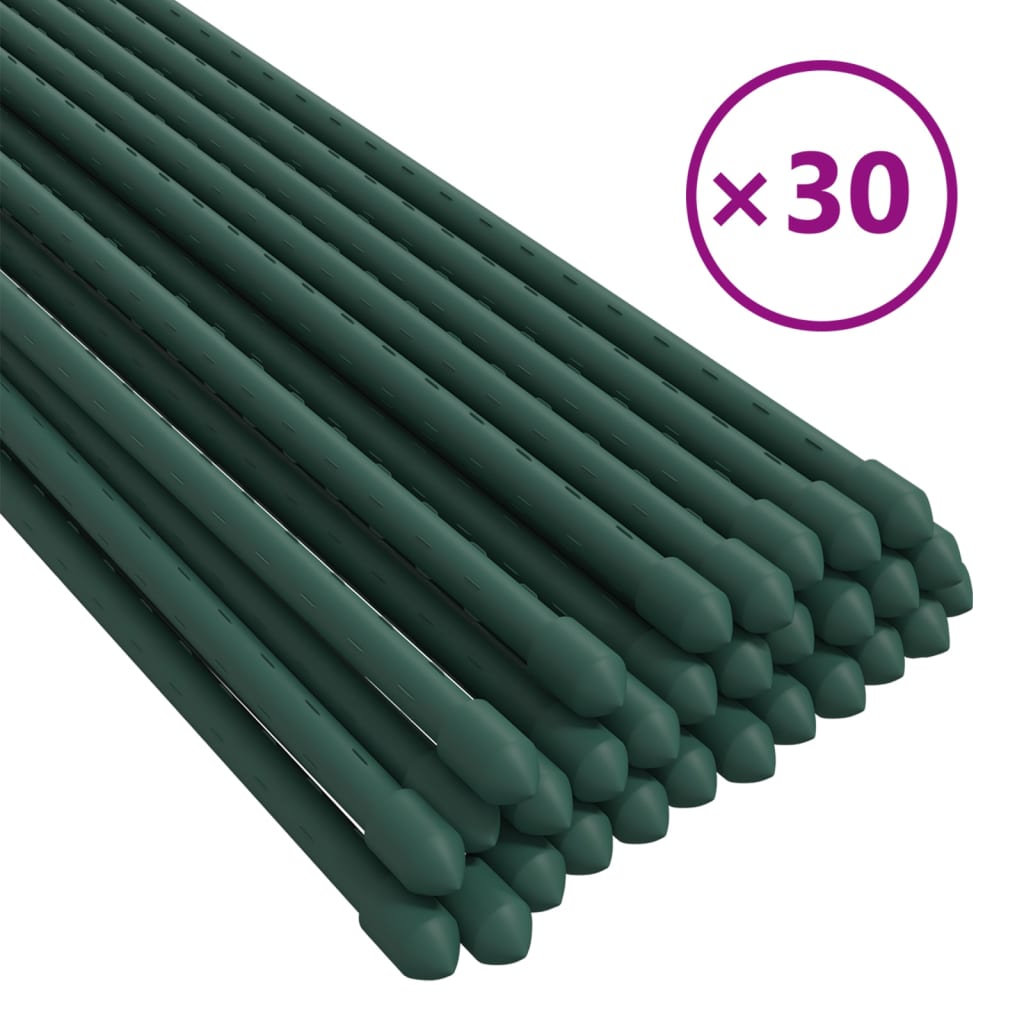 Tuteurs pour plantes 30 pcs 115 cm acier vert