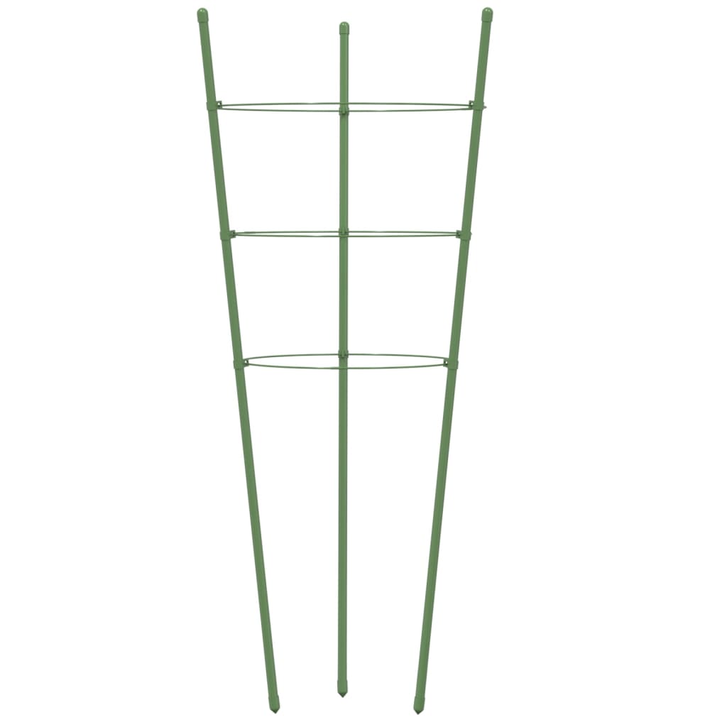 Supports pour plantes 5 pcs avec 4 anneaux 90 cm acier vert