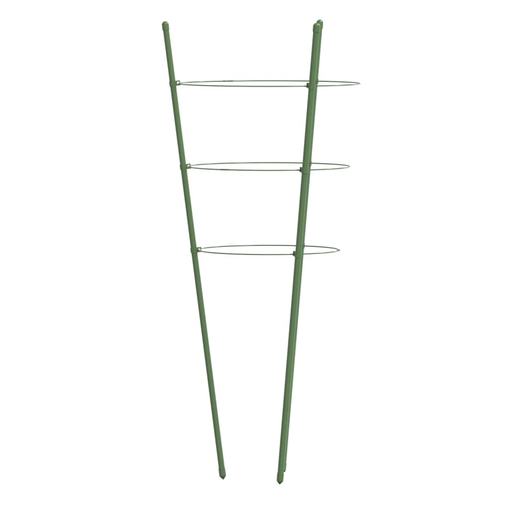 Supports pour plantes 5 pcs avec 4 anneaux 90 cm acier vert