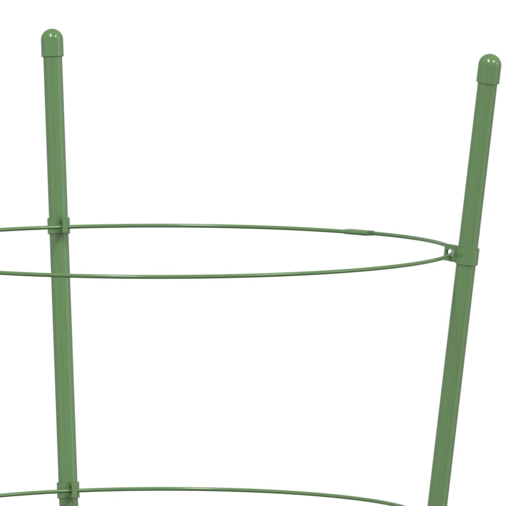 Supports pour plantes 5 pcs avec 4 anneaux 90 cm acier vert