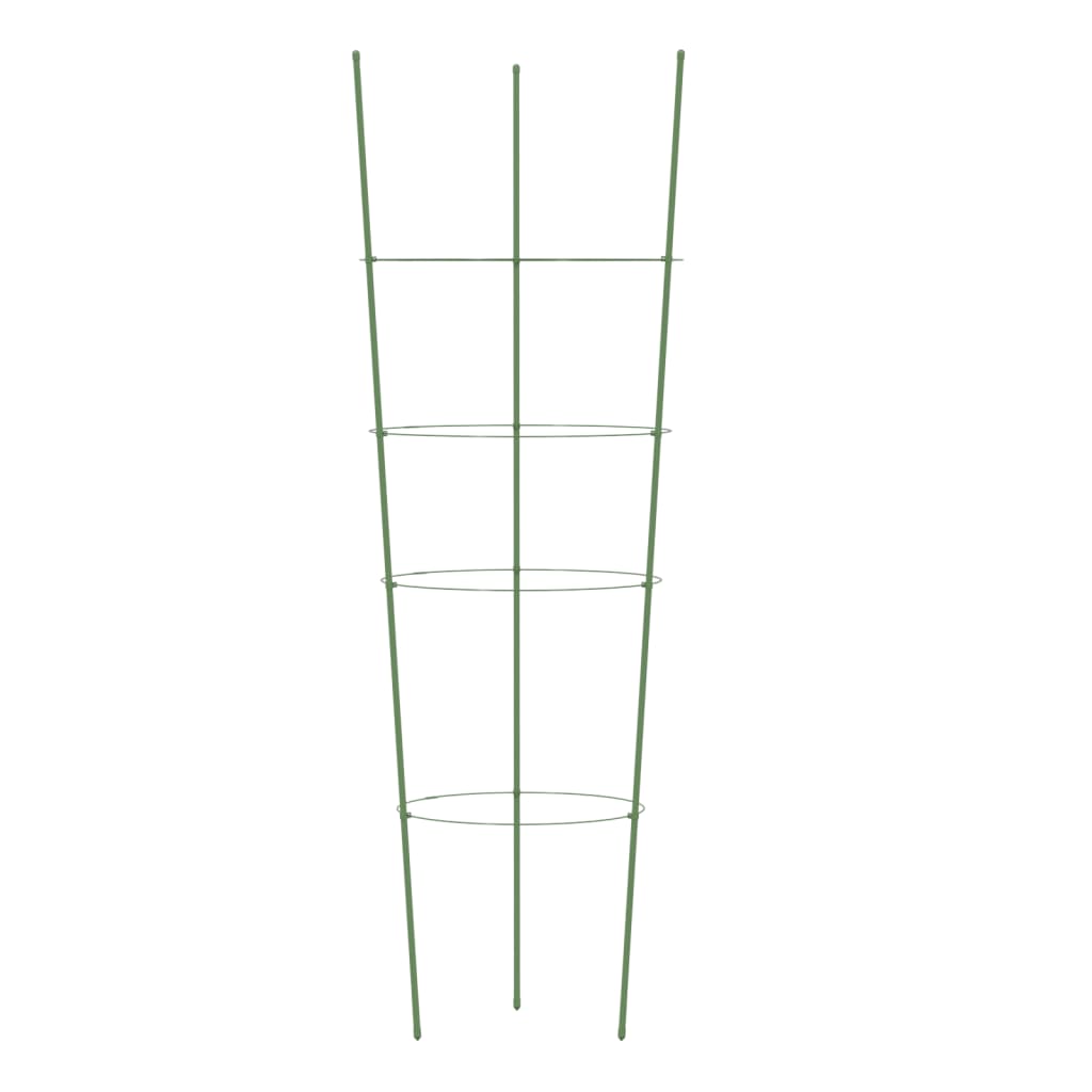 Supports pour plantes 5 pcs avec 4 anneaux 90 cm acier vert