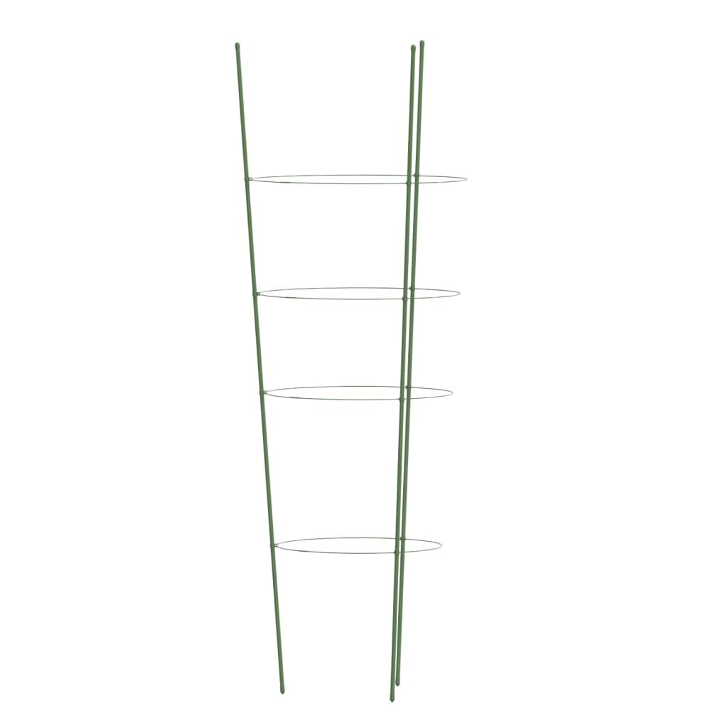 Supports pour plantes 5 pcs avec 4 anneaux 90 cm acier vert