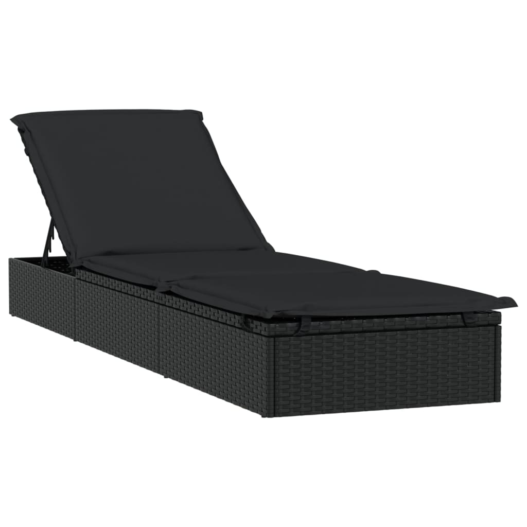 Chaise longue avec coussin 1 pièce 201x55x62 cm poly rotin