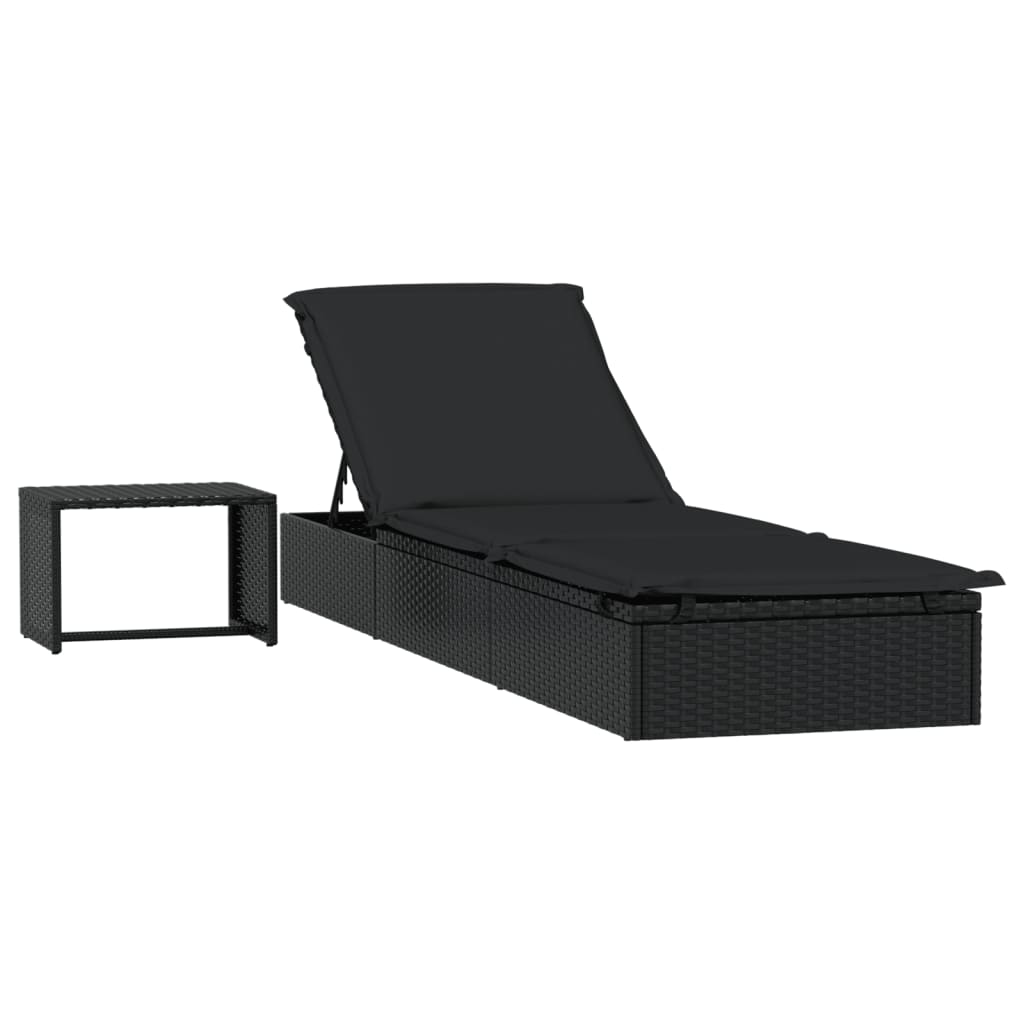 Chaise longue avec coussin 1 pièce 201x55x62 cm poly rotin