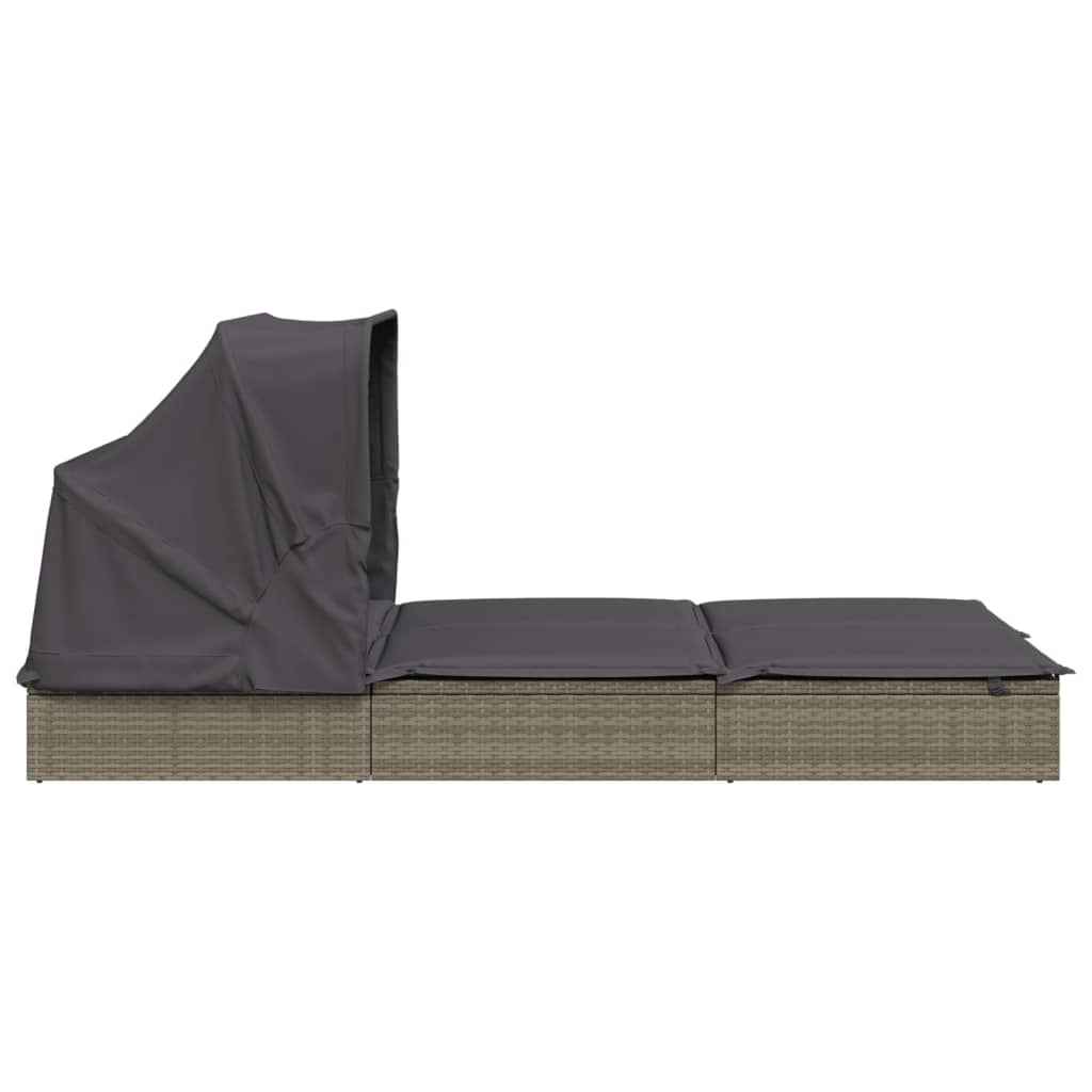 Ligbed 2-persoons met dak 213x118x97 cm poly rattan