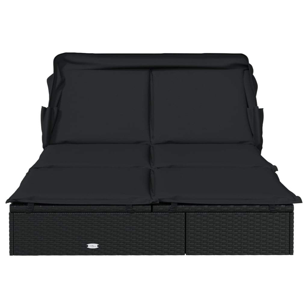 Ligbed 2-persoons met dak 213x118x97 cm poly rattan