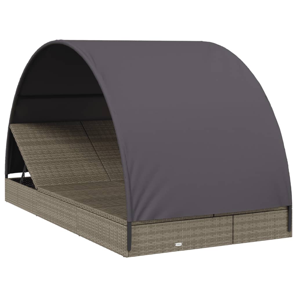 Ligbed 2-persoons met rond dak 211x112x140 cm poly rattan