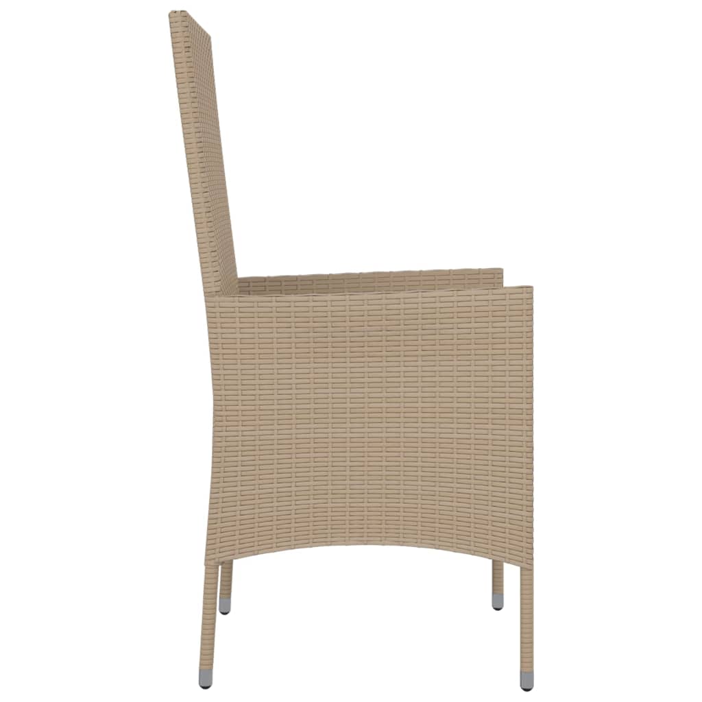 Tuinstoelen 2 st met kussens poly rattan beige