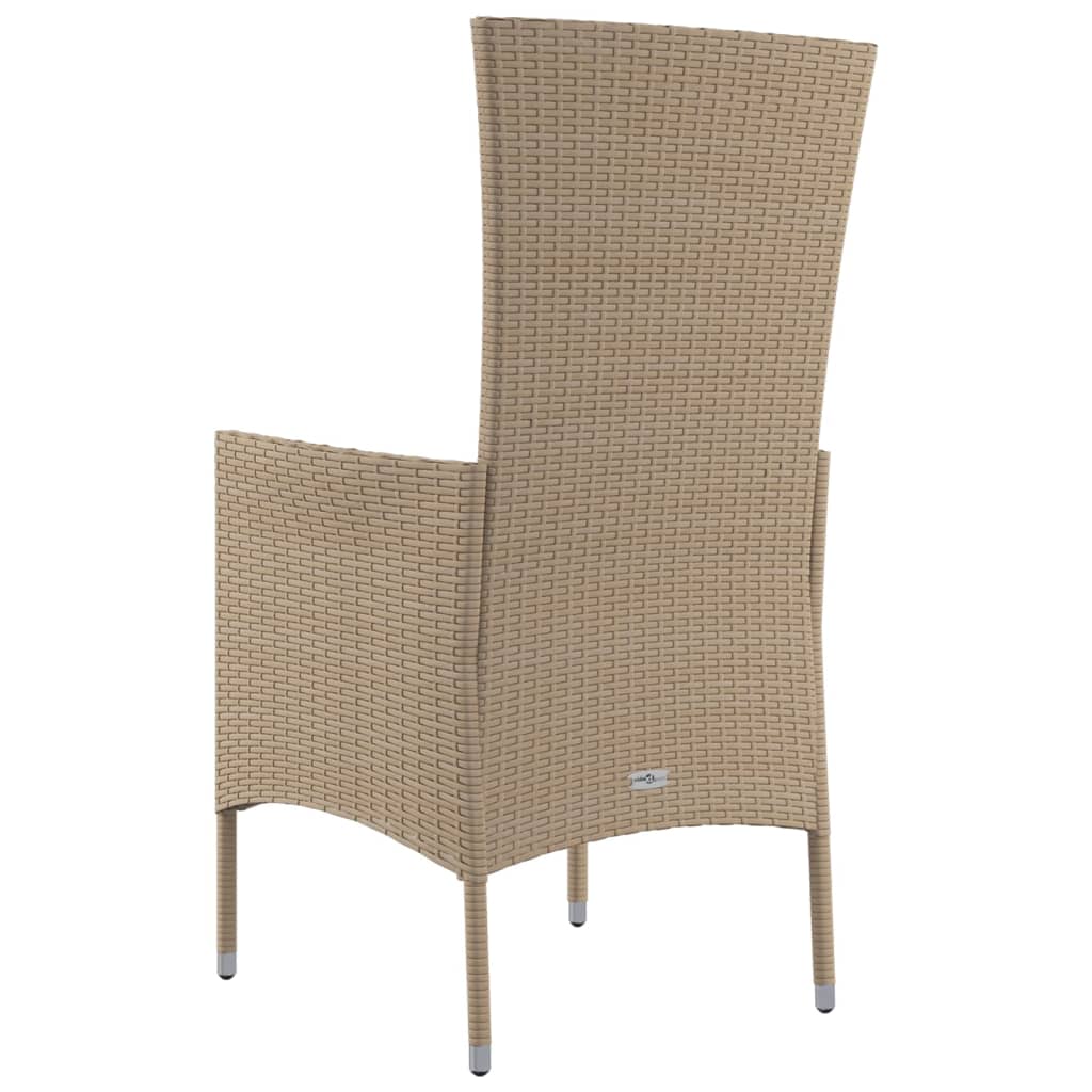 Tuinstoelen 2 st met kussens poly rattan beige