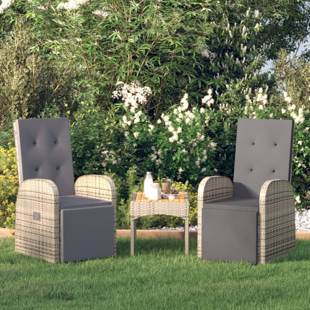 Chaises de jardin 2 réglables avec coussins en polyrotin